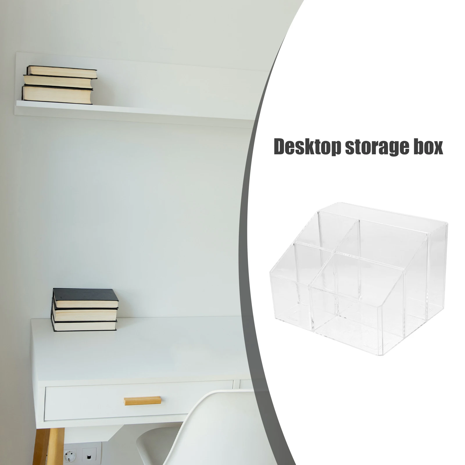 

Compartments Transparent Acrylic Desktop Storage Box Multi-Functional Organizer For Office Home Pen Pencil Holder
