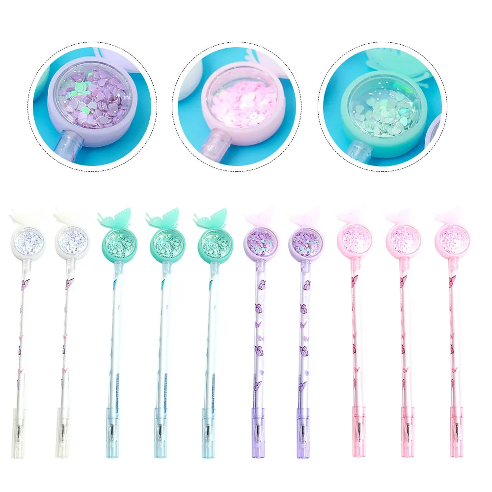 10 Pcs Pen Black Butterfly Sequin Writing Black Gel-Pen Pens Smooth Fine Workmanship Student Office Home Use Practical