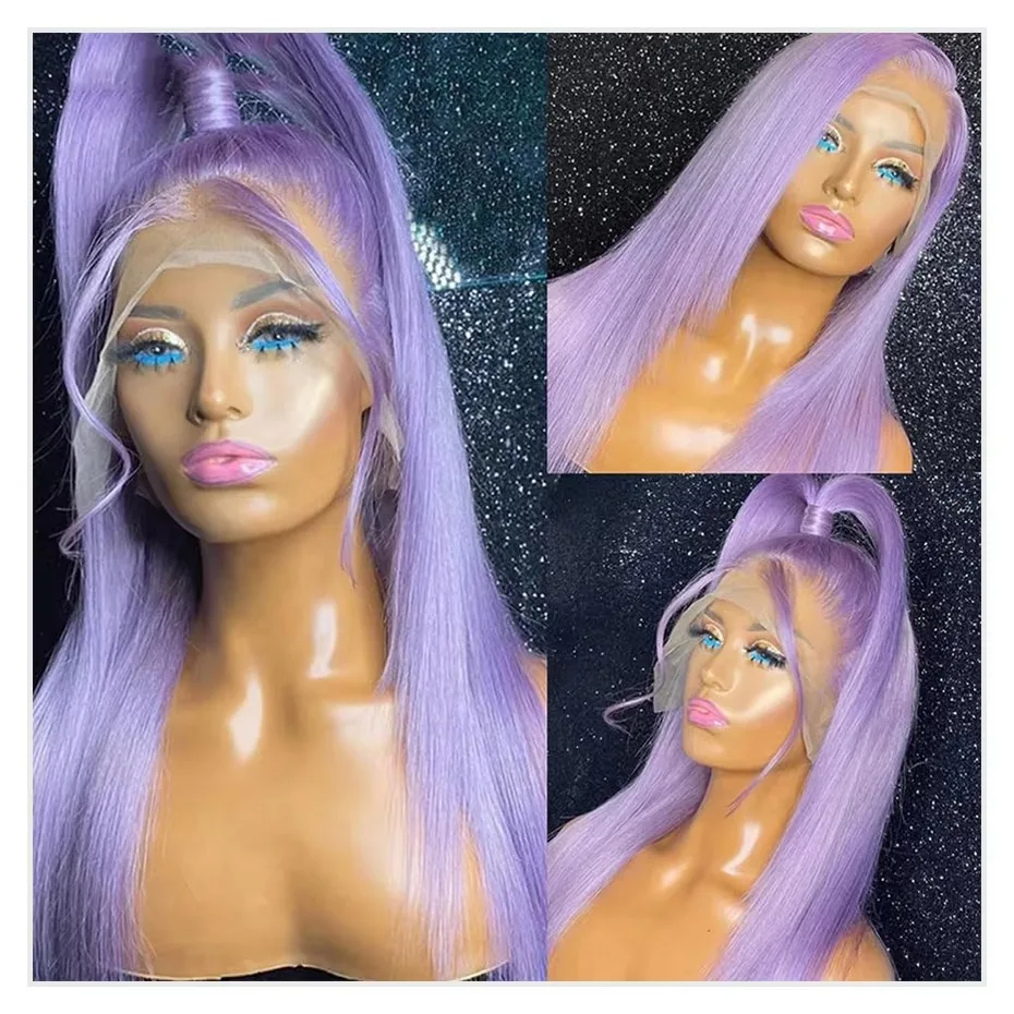 Purple Wig Long Silky Straight Synthetic Lace Front Wigs Side Part Natural Looking Glueless Prepluck for Women Party Cosplay Use
