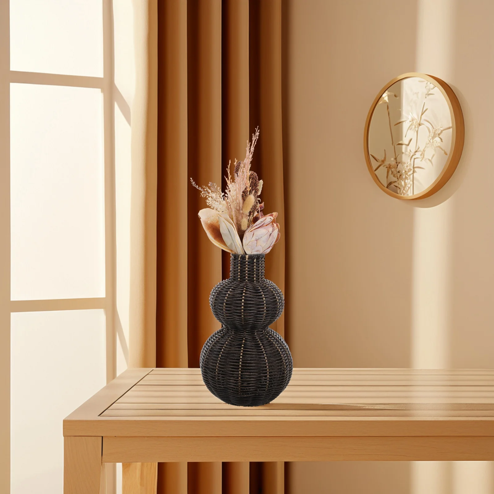 

Faux Rattan Woven Flower Vase Rustic Handmade Decorative Home Floral Arrangement Basket Vintage Dried Plant Holder