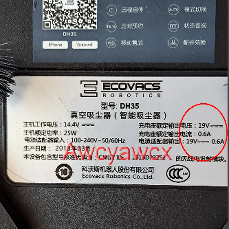 19 فولت 600mA 0.6A التيار المتناوب تيار مستمر محول الطاقة شاحن ل VBOT ECOVACS Deebot iLife iROVA جيزيل جهاز آلي لتنظيف الأتربة V1 V3 V5 برو K6 X5