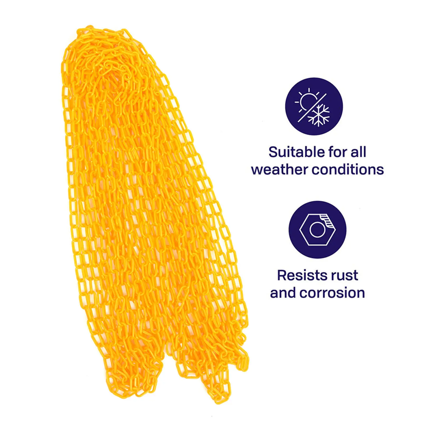 5M Yellow Plastic Safety Chain for Crowd Control Barrier Decorative Use Event Partition Dividers Caution Security Plastic Chain