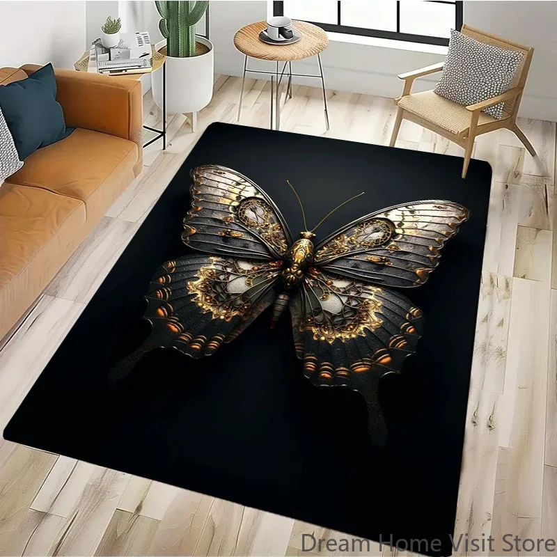 

Black Gold Eagle Lion Carpet For Living Room Sofa Floor Cushions Modern Home Rug For Children's Bedroom Play Carpet Camping Mat