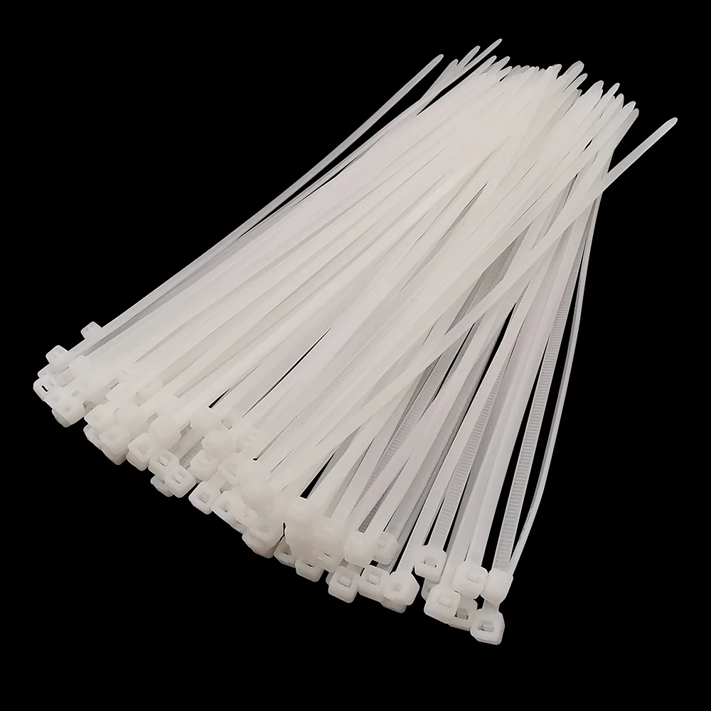 White Cable Zip Ties Self-Locking Plastic Nylon Cable Tie 3x60-5x300mm Assorted Size Kabelbinder for Indoor Outdoor 100Pcs/lot