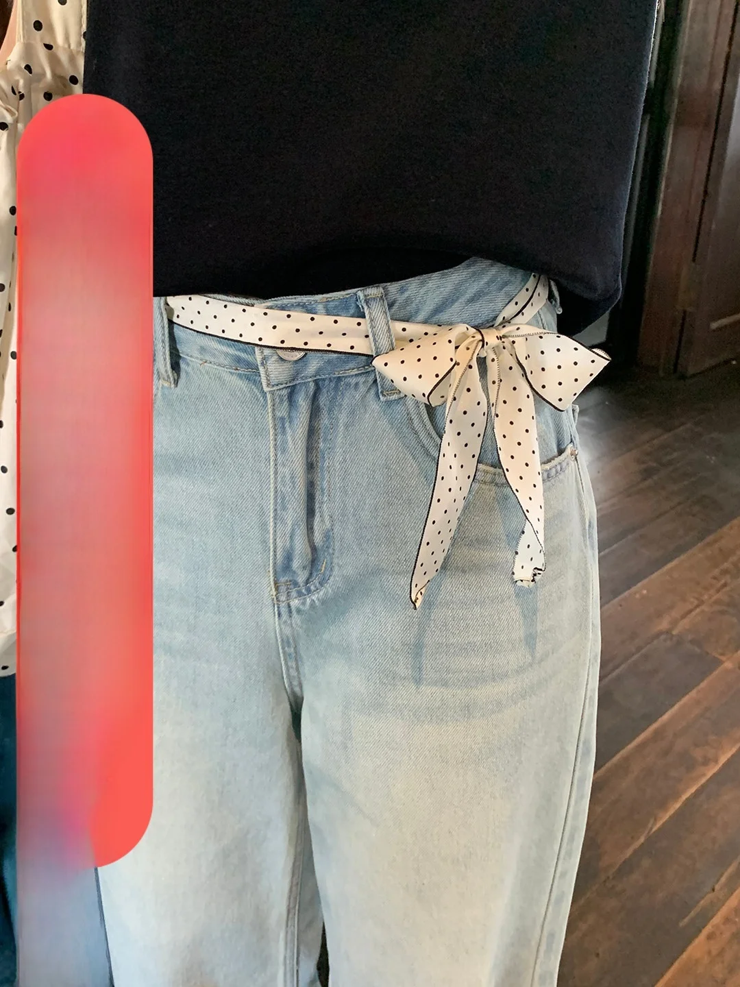 

Women's Loose Wide Leg Jeans High Waist Faded Denim Belted Casual Loose Feeling Spring Season Design Sensation Water Wave Tex...