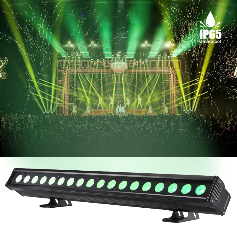 RGBWA+UV DX512 18X15W led facade linear wall washer light strip with remote control IP65 waterproof outdoor  building lighting