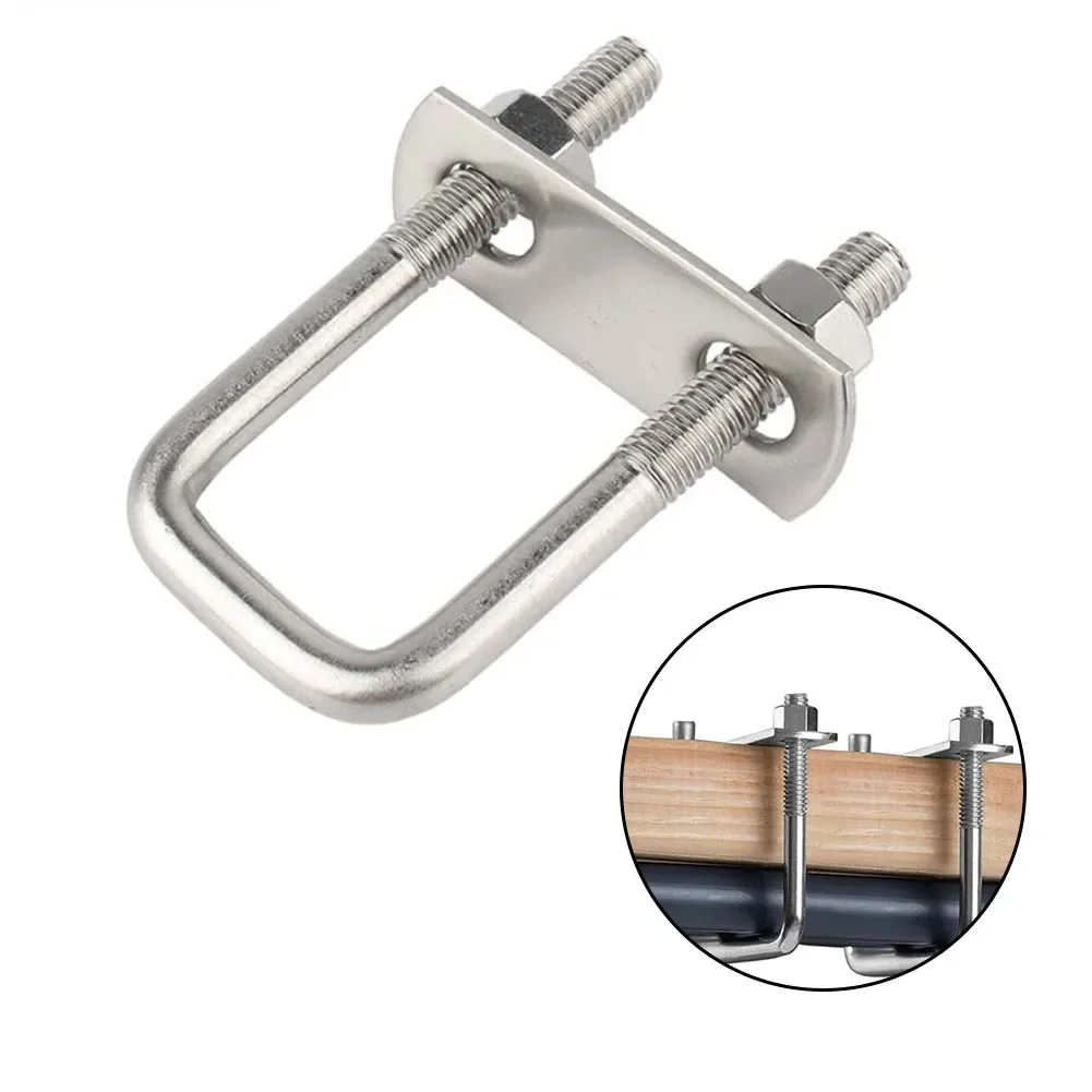 4PCS Stainless Steel U-shaped Bolt Right Angle U-bolts Pipe Clamp For Securing Pipes Trailers Bridges Repairing 50*80mm M6