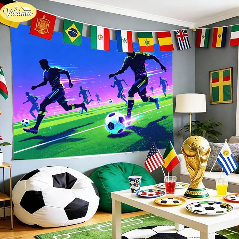 VIKAMA Fußball-Match-Wandteppich aus Polyesterfaser, Wandbehang für Schlafzimmer, Bar, E-Sport-Raum, Party-Dekoration, Heimdekoration