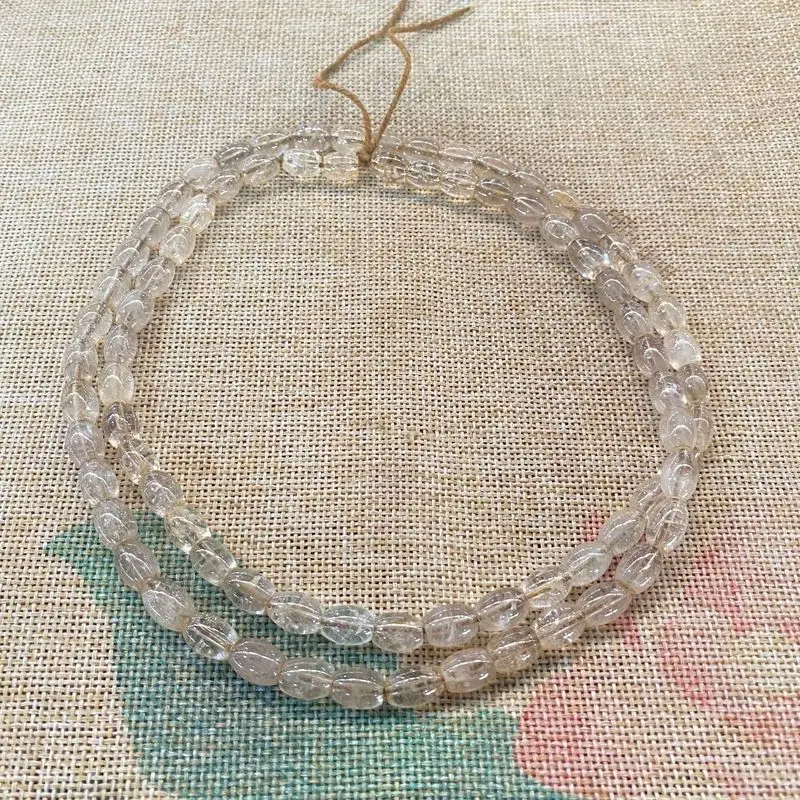 Late Qing Dynasty Antique , Vintage White Drum , Rice Beads, Necklace Bead String