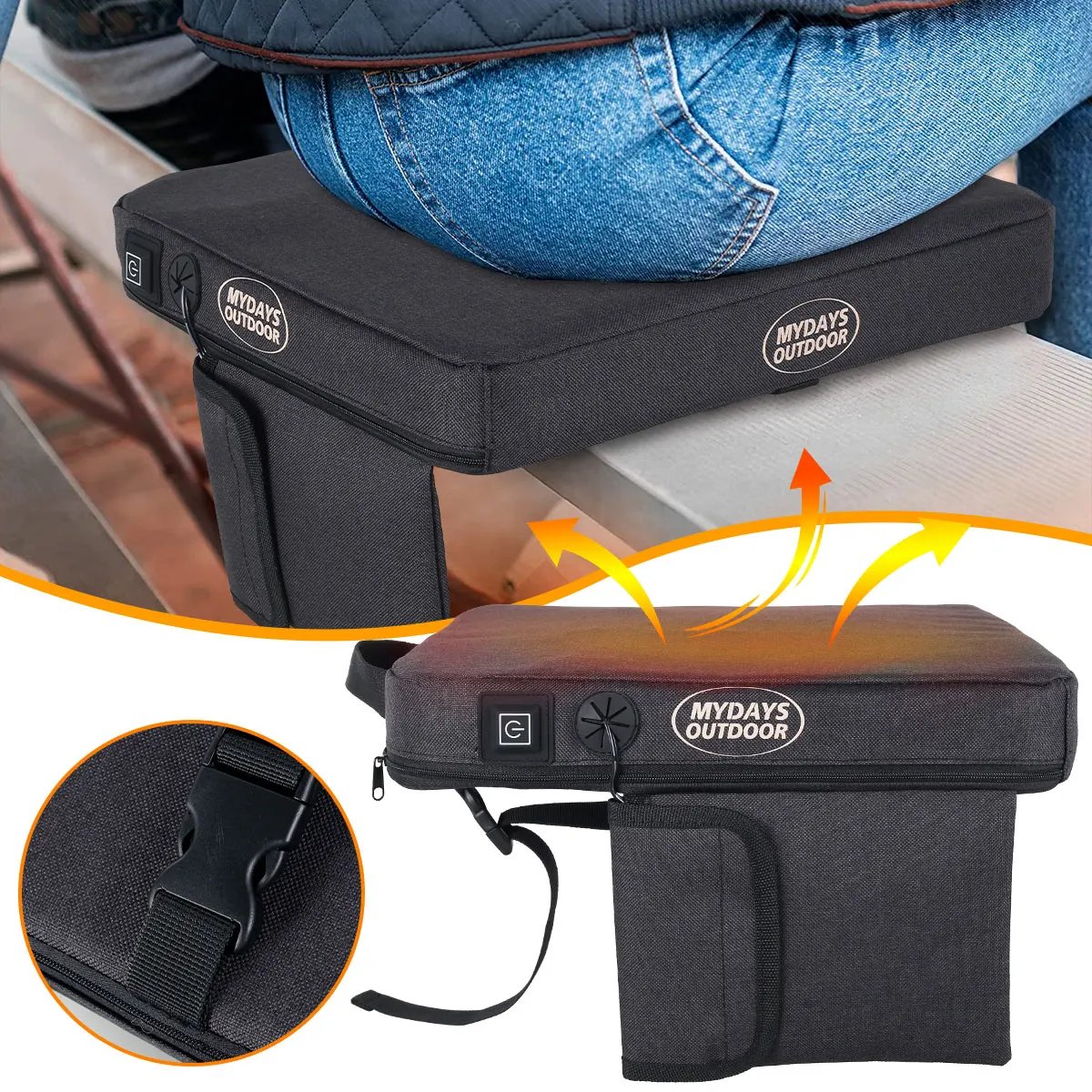 

Уличная подушка для сиденья с подогревом и 3 режимами нагрева, съемный чехол, портативная электрическая подушка для сиденья с USB, теплая подушка для пеших прогулок, кемпинга