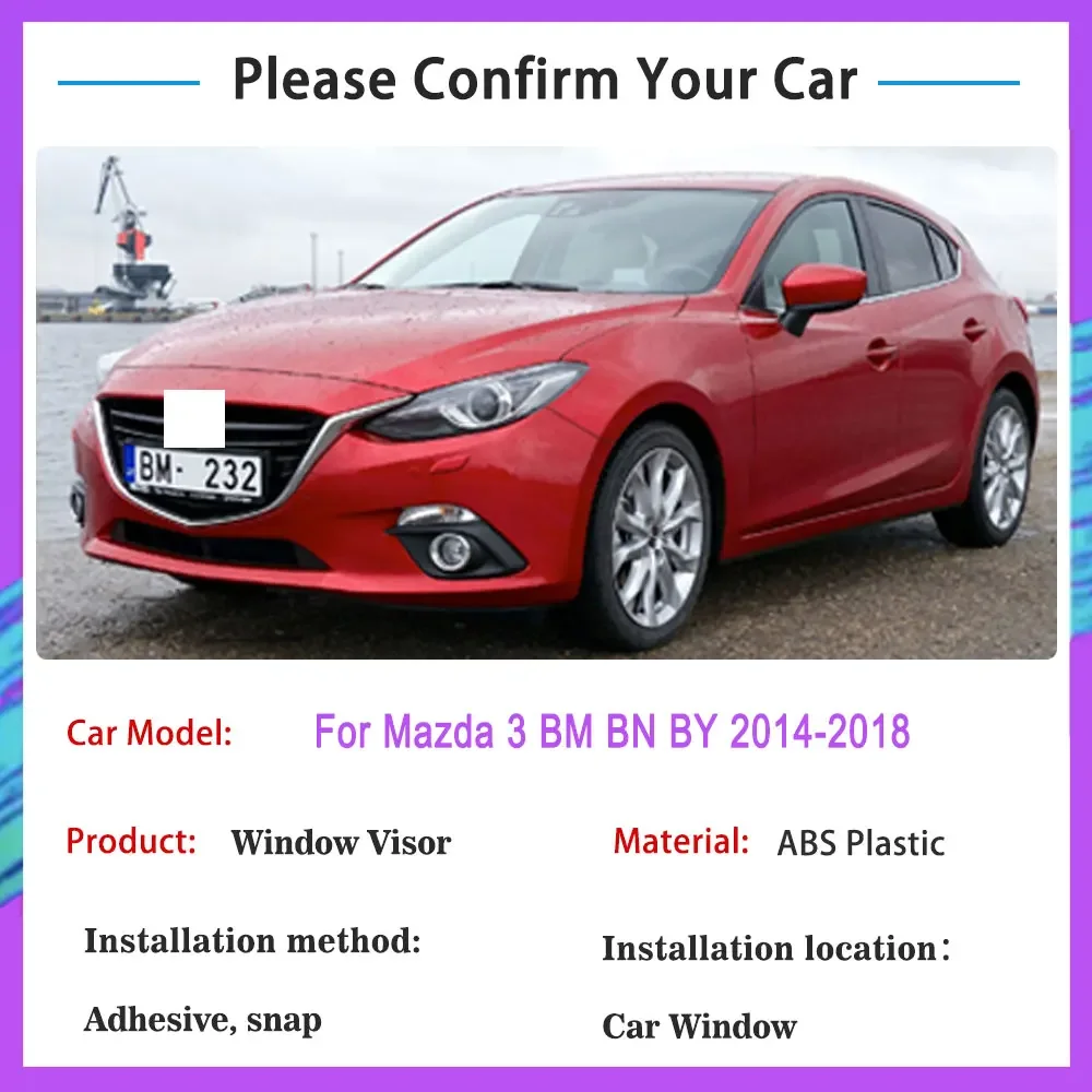 For Mazda 3 BM BN BY Hatchback Sedan 2014~2018 Rain Sunshade Car Window Visor Windshield Deflectors Protective Cover Accessory