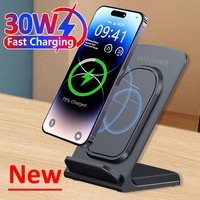 Wireless 30W Charger Phone Holder Dock Desktop Stand For iPhone 16 15 14 13 12 Pro Max Samsung S25 Xiaomi Fast Charging Station