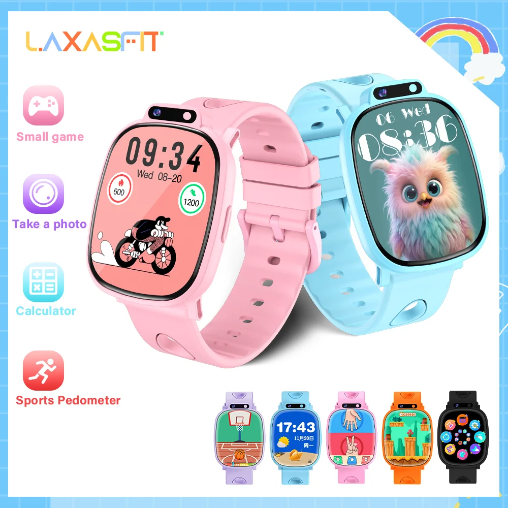 

Детские умные часы LAXASFIT с HD-сенсорным экраном, фронтальной камерой, отслеживанием сна, 18 обучающими играми, будильником, праздничный подарок для детей