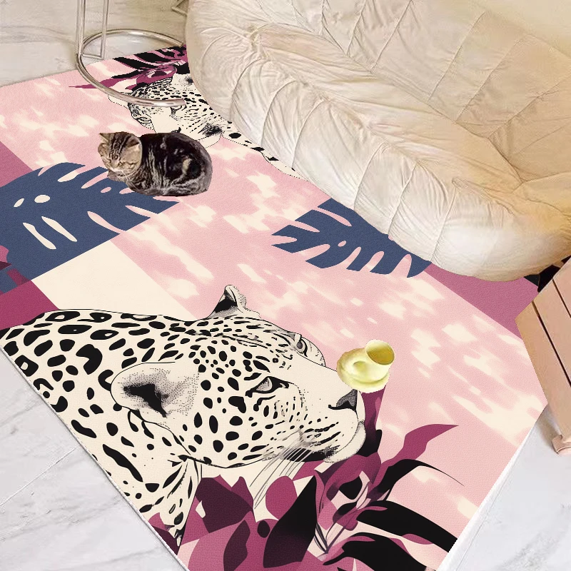 Light Luxury Leopard Plush Carpets for Living Room Home Bedroom Decor Nordic 3D Print Carpet Kitchen Study Non-slip Mat Ковер 러그
