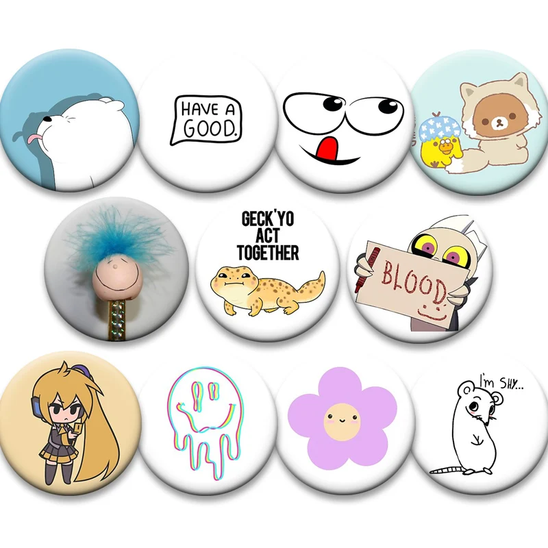 Cute Anime Button Pins Popular Cartoon Badge Interesting Creative Animals Brooches for Backpack Accessorys Exquisite Gifts