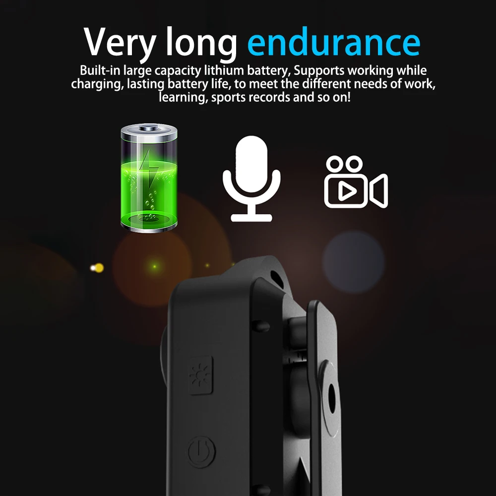 Mini Body Camera HD 1080P Night Vision Dual Flash Magnetic Back Clip Recorder Mini Camera Recorder Long Battery Life Camera