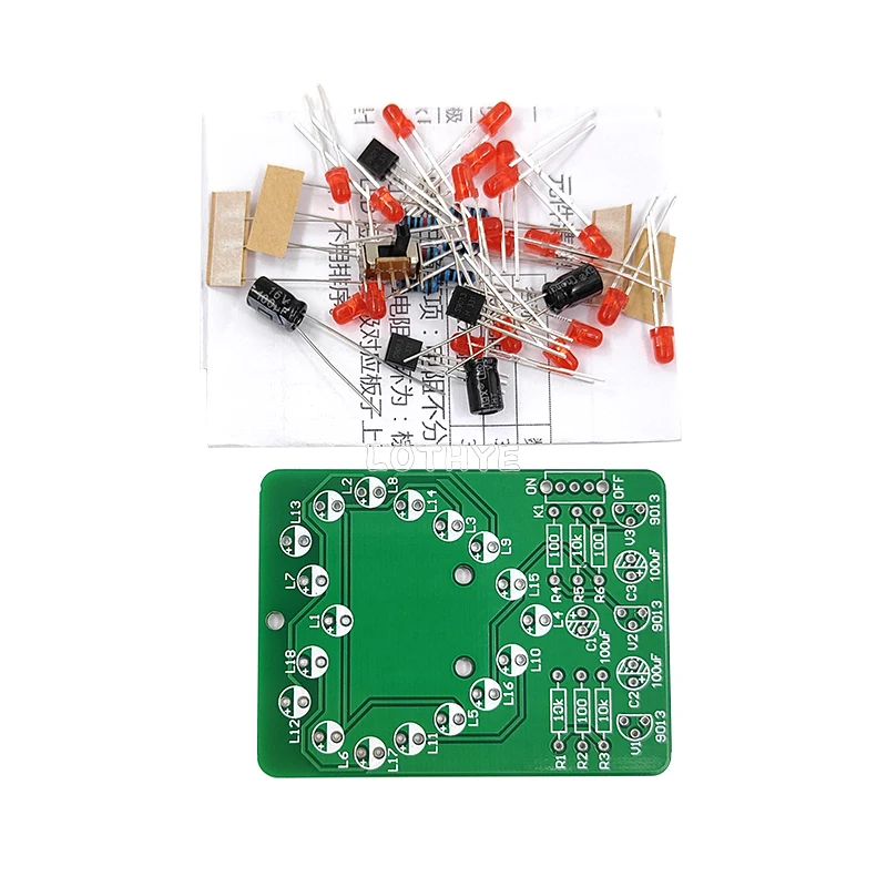 LED DIY Heart Shaped Flow Water Lamp Kit Love Light DIY  Electronic Kit Cardioid Flashing Light Fun Soldering Practice Kit