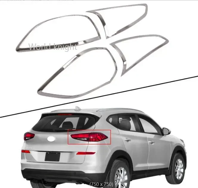 For Hyundai Tucson 2019 2020 2021 ABS Chrome Rear Tail Light Lamp Cover Trim 4PCS