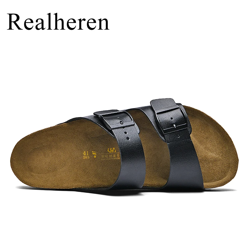 Summer Men Women Clogs Cork Slippers Slide Sandals Microfiber Leather Casual Slip On Sandal Beach Shoes Big Size 48 49