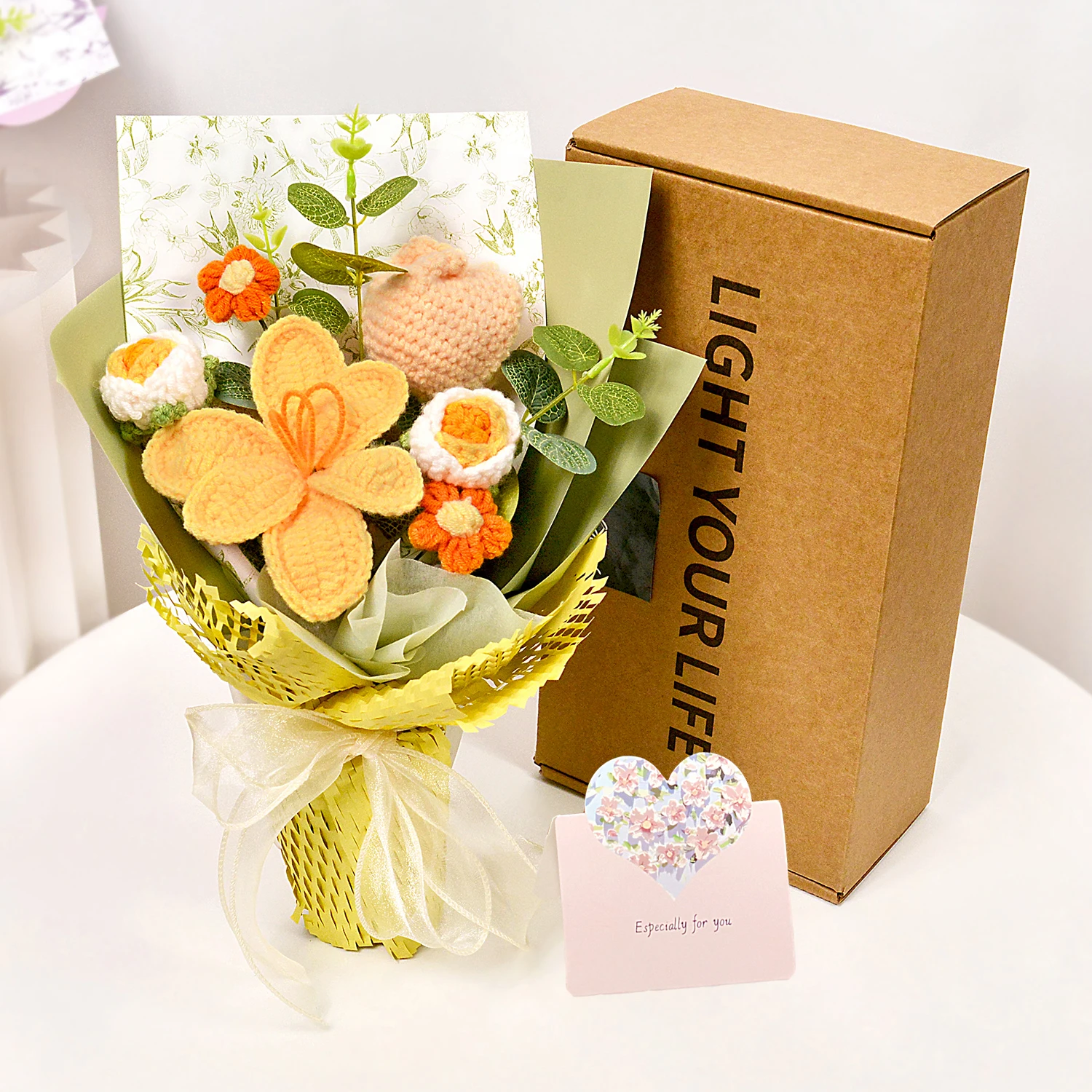 باقة توليب كروشيه مصنوعة يدويًا، باقة زهور كروشيه لعيد الأم وعيد الميلاد وعيد الشكر وهدية التخرج وديكور المنزل #5