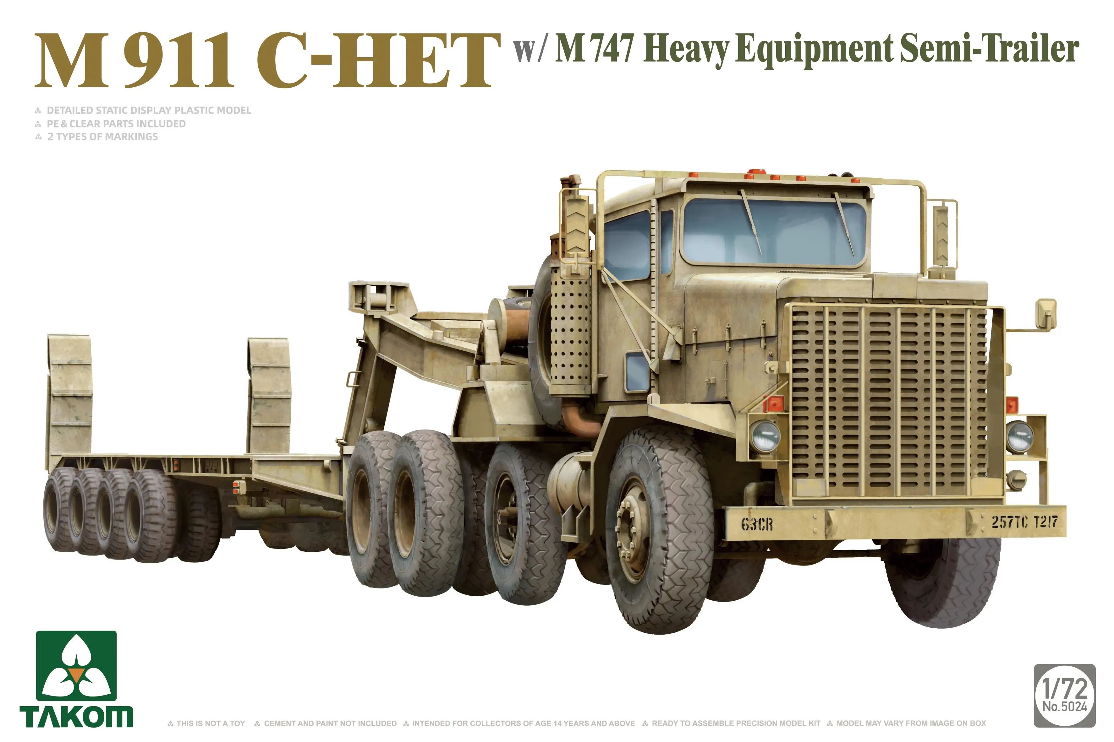 

TAKOM 5024 1/72 M911 C-HET с комплектом моделей полуприцепа для тяжелого оборудования M747