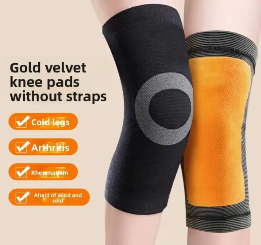 가을과 겨울 달리기와 스포츠를 위한 두꺼운 인공 토끼털이 있는 따뜻한 무릎 패드, 노인을 위한 무릎 관절 보호대
