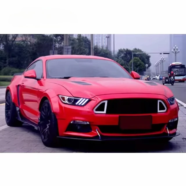 For  Mustang S550 15-17 Upgrade Flame Style Body Kit Mustang Front Bumper Lip Carbon Flame Front Lip