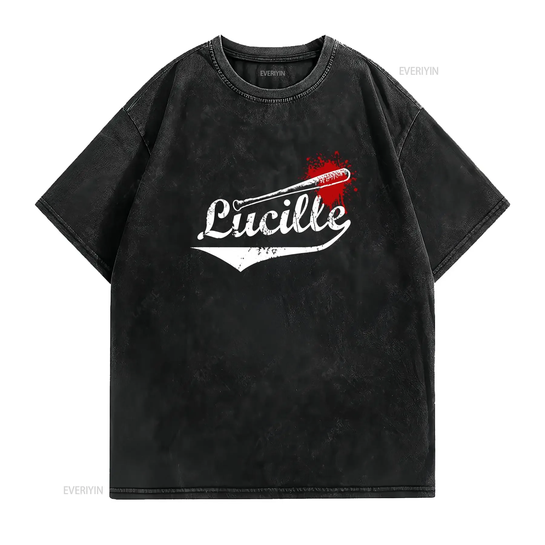 Lucille Bat Blood Zombie Comics TV Parody Adult DT T Shirt vintage Washed Top For Everyday Wear Breathable streetwear fashion