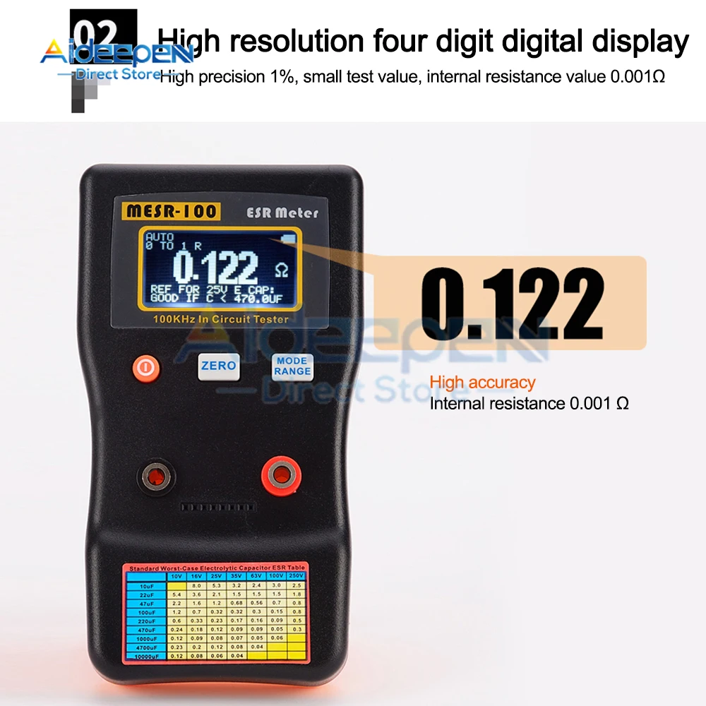 MESR-100 ESR Capacitance Ohm Meter Professional Measuring Internal Resistance of Capacitor Capacitance Circuit Tester