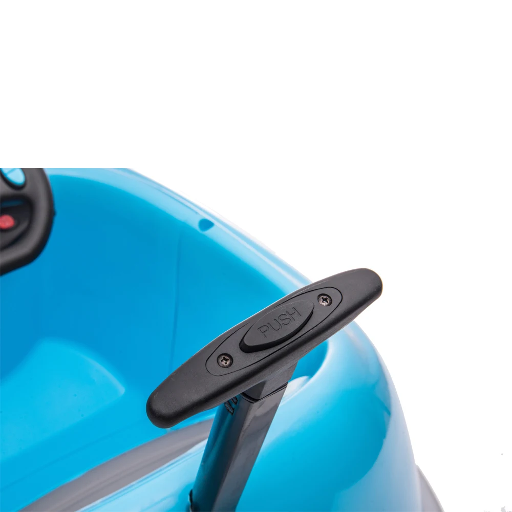 Voiture de Collision pour enfants, véhicule électrique à double entraînement 12V avec tige de poussée, plateau à manger, Mode musique USB, voiture de prévention des collisions
