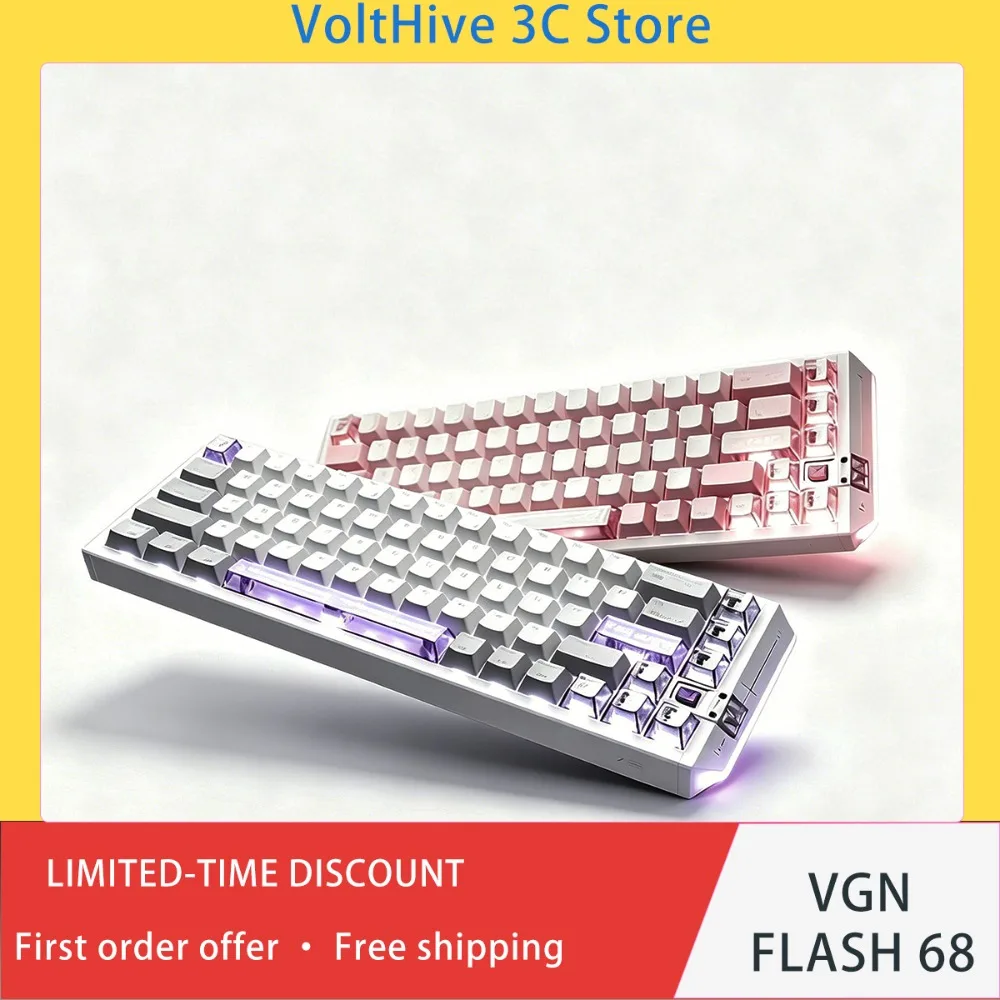 VGN FLASH 68 Hall Effect Gaming Keyboard 68 Keys Aluminum RGB Wired Low Latency 8K Polling Hot‑Swap Mechanical for PC Gamer Gift