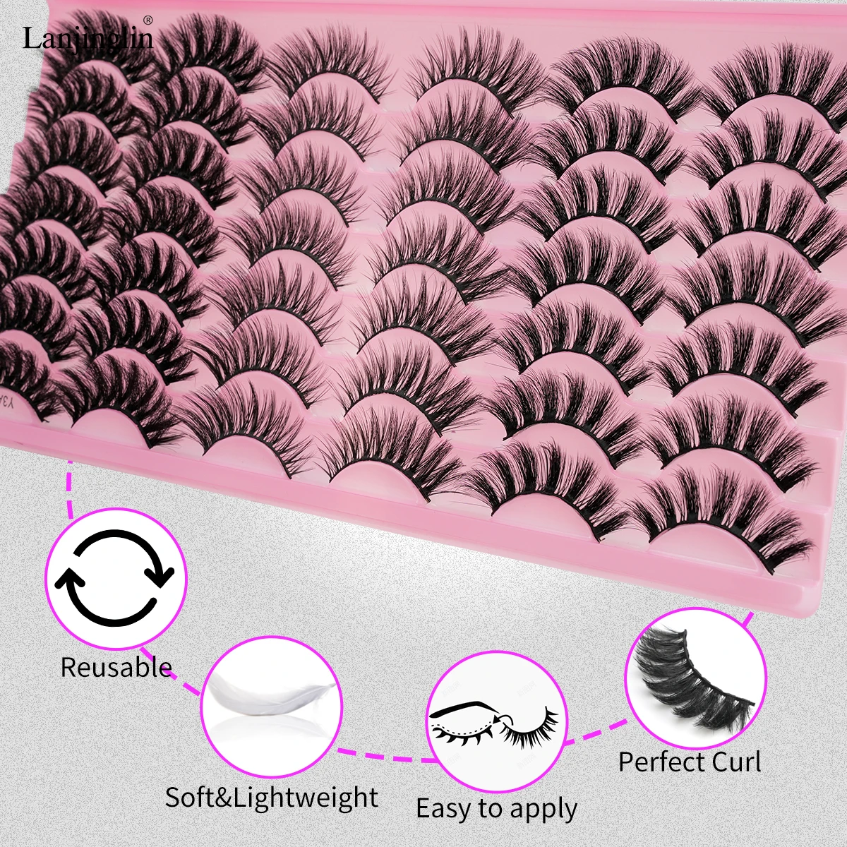 3/20/21Pairs False Eyelashes Wispy Lashes Dramatic Thick Fake Eyelashes Faux 3D Mink Fluffy Strip False Lashes Pack Makeup Tools