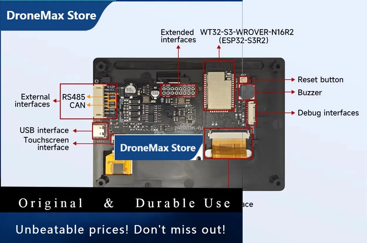 DroMaWT32S3-43H Esp32 Display 4.3 Inch Lcd Touch Screen Esp32s3 Display Esp32 S3 Module Display With Esp32 Develop Board