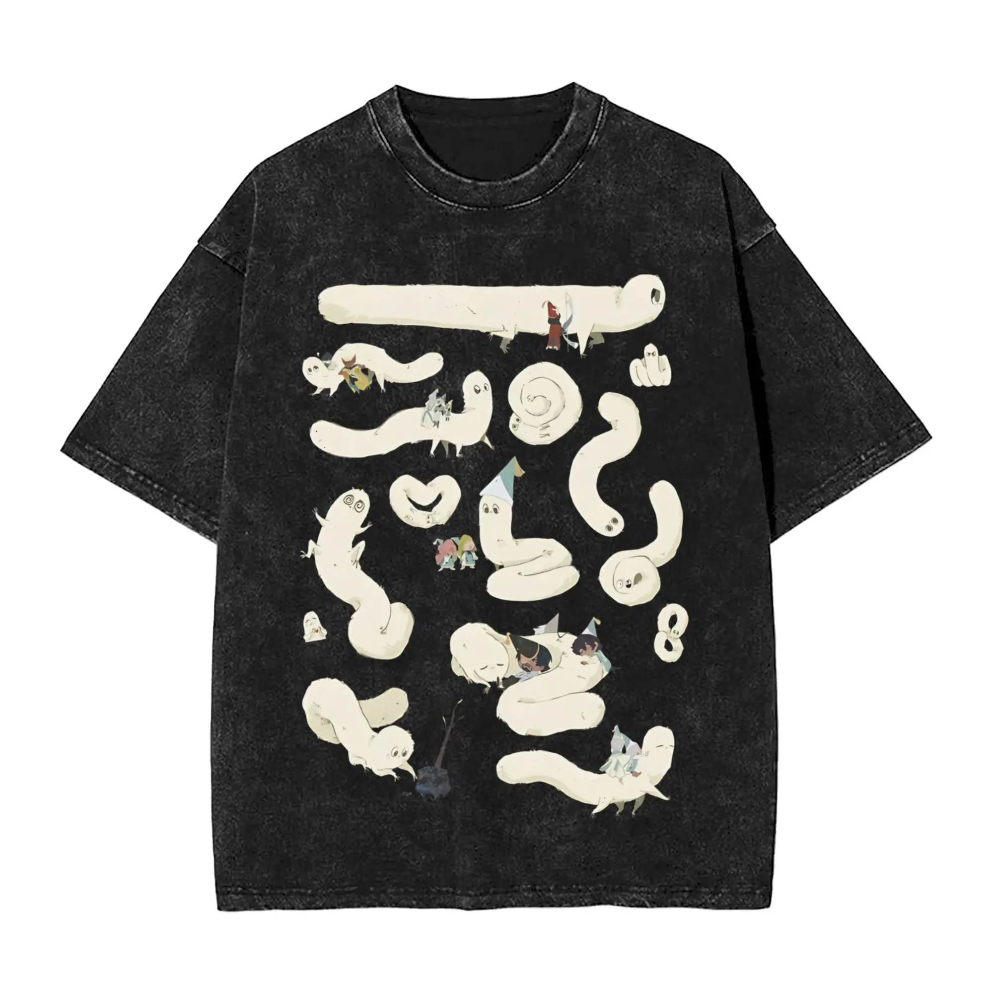 Washed T Shirts Witch Hat Atelier Anime T-Shirts Oversize Brushbuddy Streetwear Cotton Graphic Tops Tee Shirt for Men Women