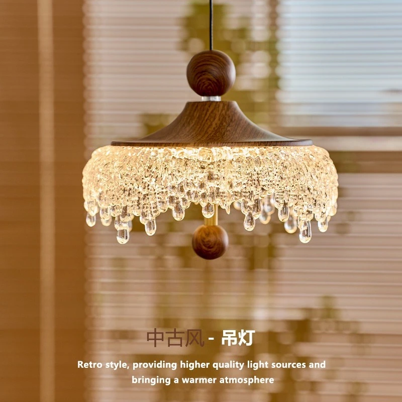Iceberg water drop retro walnut color aisle light French small bedside retro style