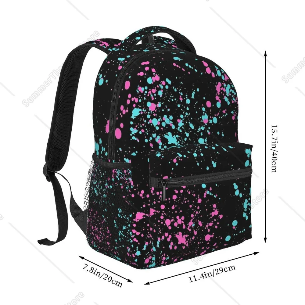 Paint Splatter Backpacks Boys Girls Bookbag Children School Bags Cartoon Travel Rucksack Shoulder Bag Large Capacity