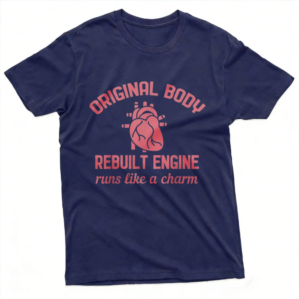 Original Body Rebuilt Engine Heart Design Retro Heart Pattern Cothes Men T Shirt Cotton Short Sleeve Fashion Summer Casual Top