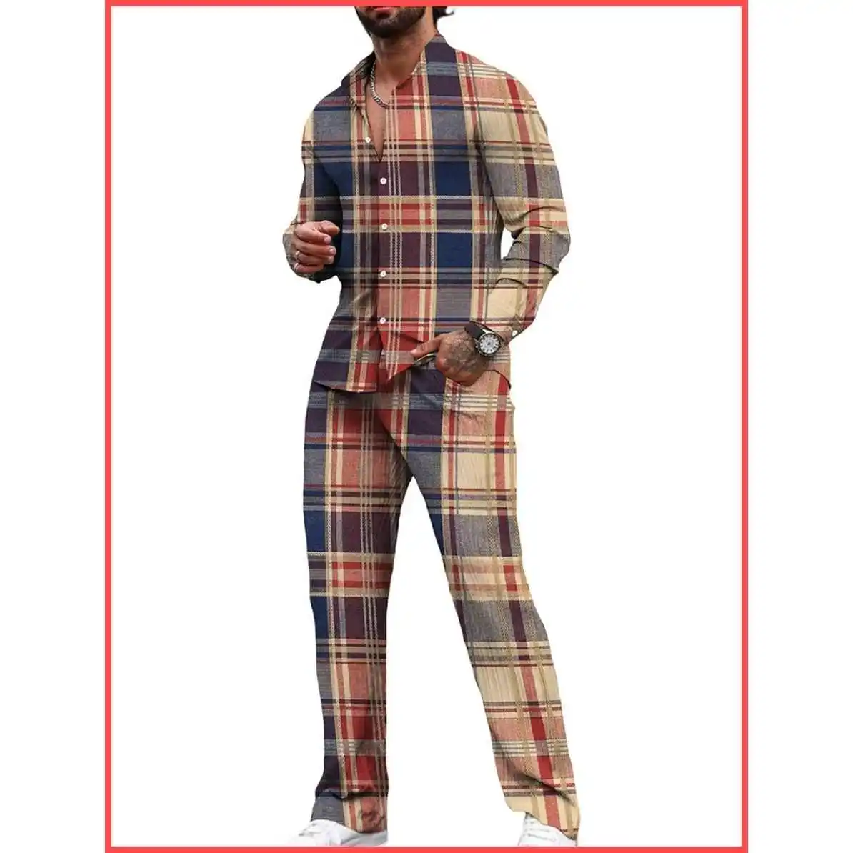 

Men's Bla Cross Long Sve irt Casual Set 3D Print Slim Fit Faion Urban Sle Cotton Silk Fabric ort Sve