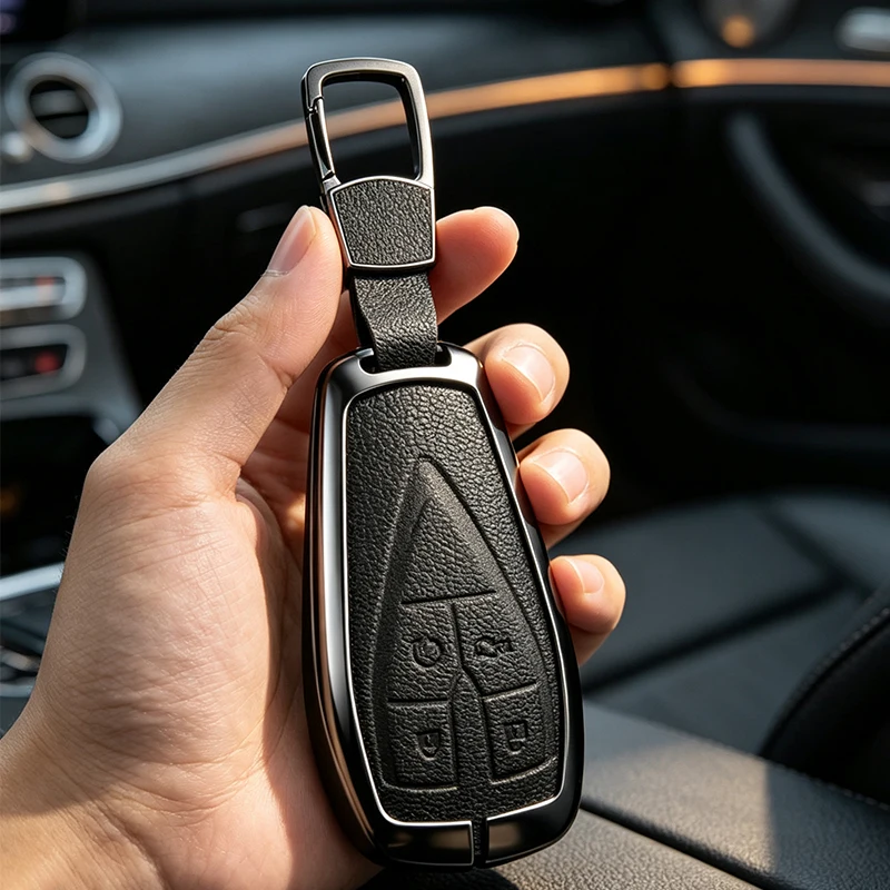 Zinc Alloy Leather Car Key Case Cover for Changan Oshan X7 Plus X5 Plus Z6 520 530 Protection Shell Accessories