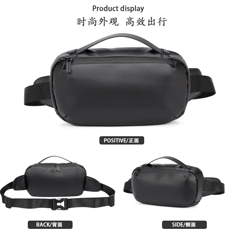 Men\'s Waist Bags Pu Leather Belt Pouch Black Hip Sack Belly Bag for Man 2024 Male Chest Pack Large Kidney Fanny Pack Phone