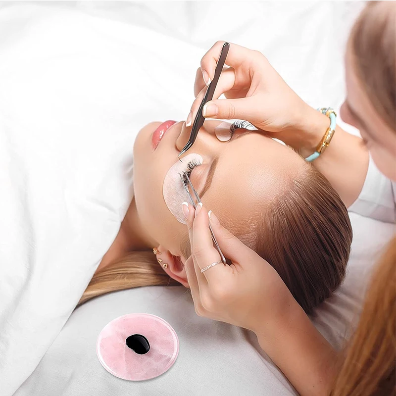 Eyelashes Extension Glue Adhesive Pallet Round Jade Stone Set False Eye Lashes Glue Pad Holder Makeup Tool Lash Lifting Supplies