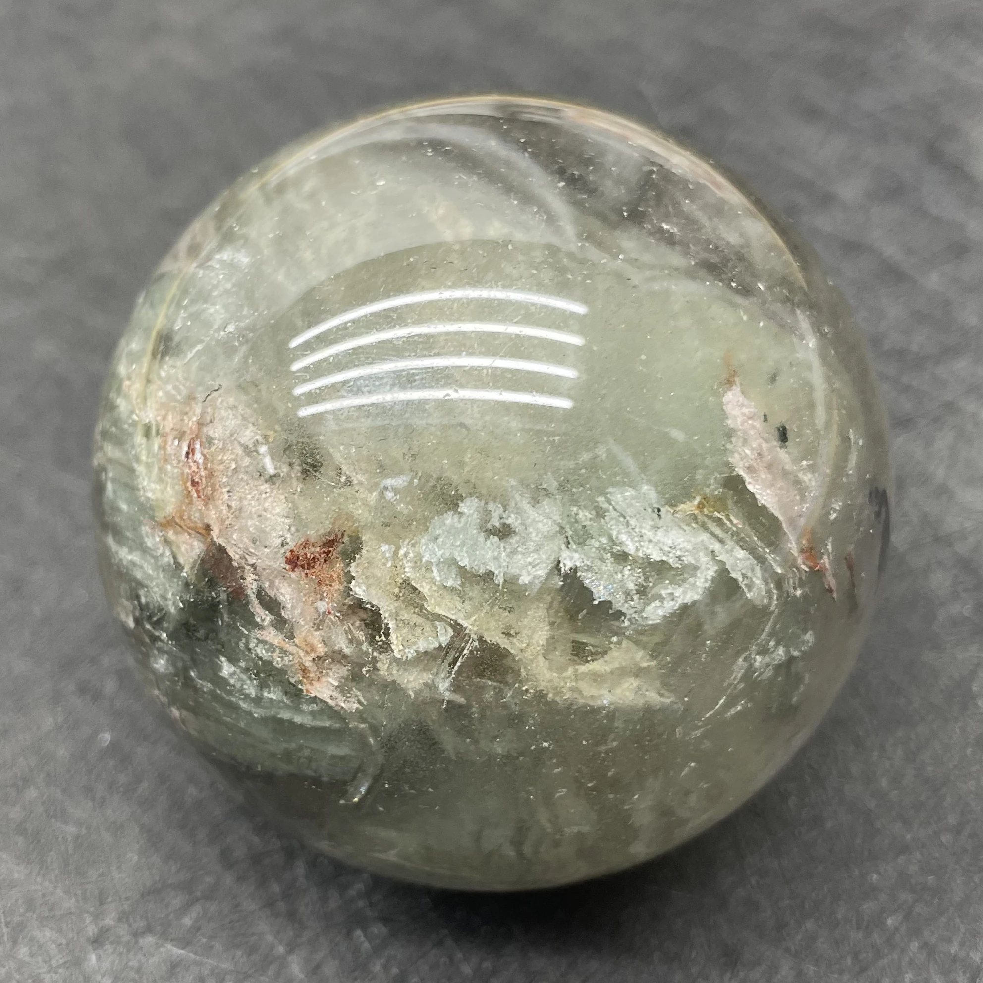 

362g Natural Stone Green Phantom Sphere Polished Quartz Reiki Ball Healing Gift Crystal Ball Room Decor Z686