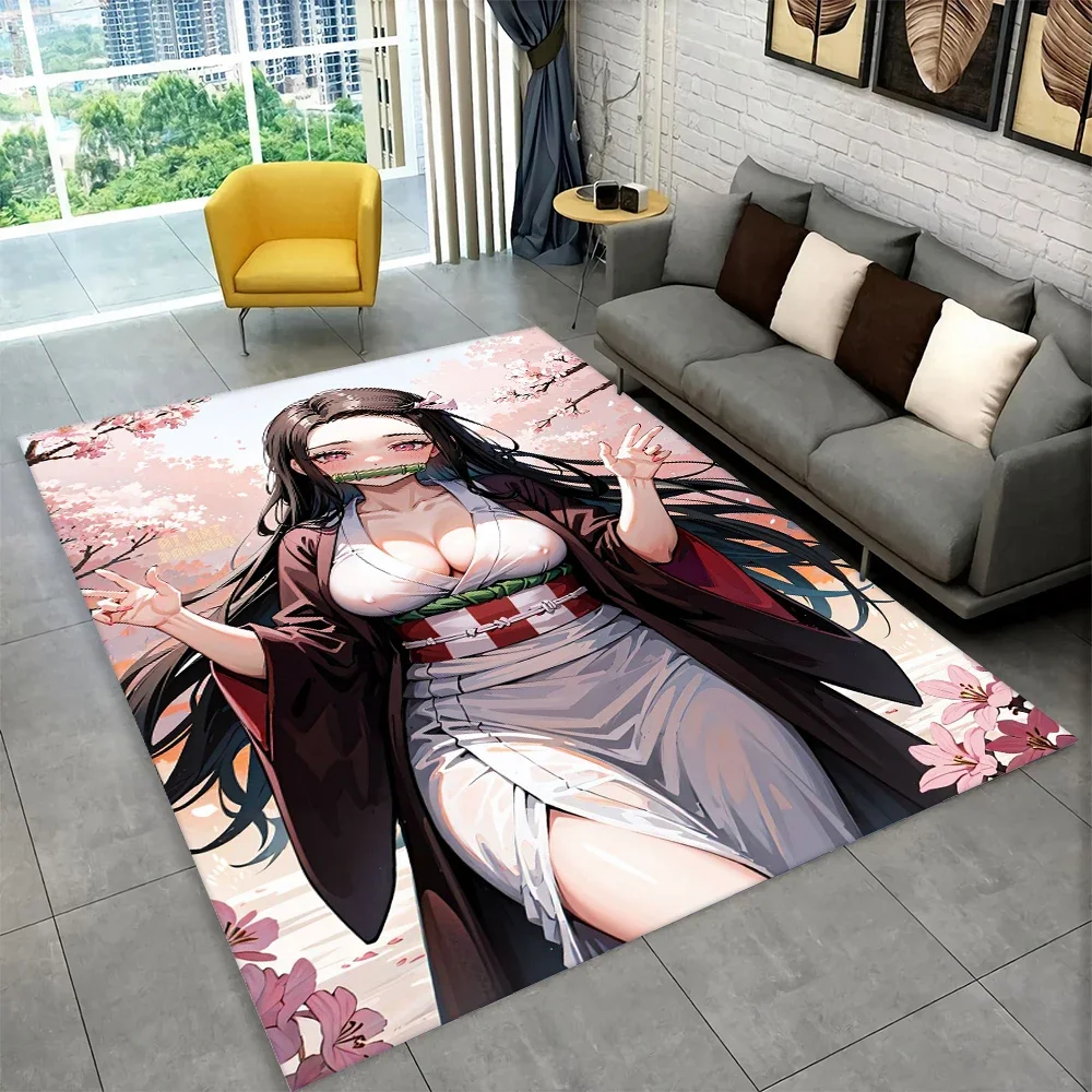 Anime Kamado Nezuko Demon Slayer Area Rug,Carpet Rug for Living Room Children Bedroom Sofa Doormat Decor,Kid Non-slip Floor Mat