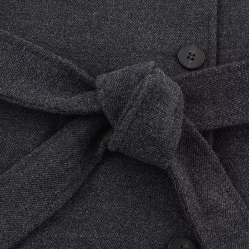 معطف HipSeam نسائي ناعم برقبة عالية مع حزام للخريف كاجوال بأكمام طويلة مزدوجة الصدر ملابس خارجية معطف نسائي أنيق