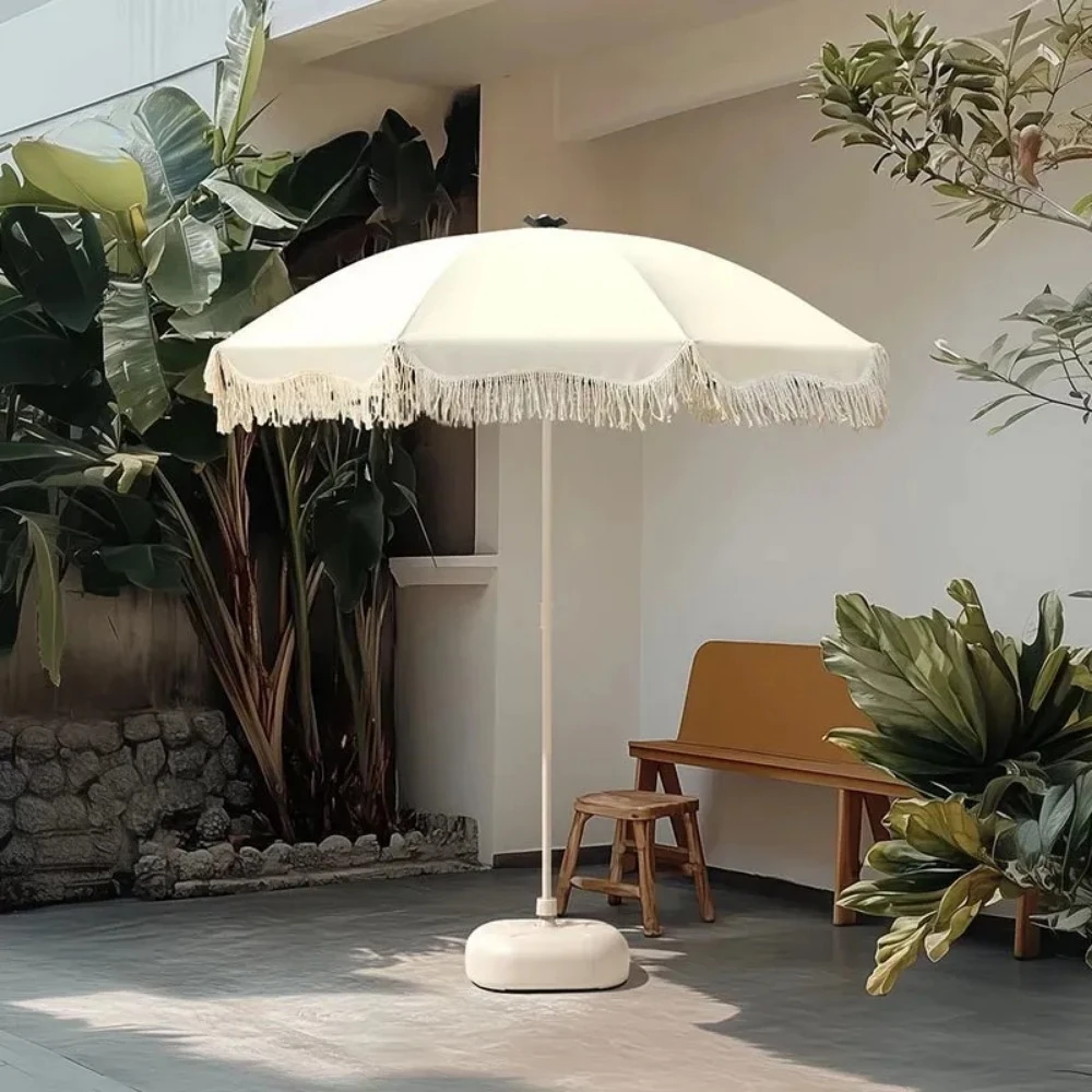 for Outdoor Tassel Umbrella Parasol for Beach Garden Courtyard Large Sunshade Advertising Sun Umbrella Patio Shade Canopy