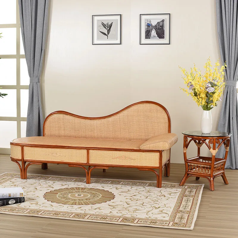Wohnzimmer, Rattan, Sofa, Chaiselongue, Nickerchenbett-Liegestuhl
