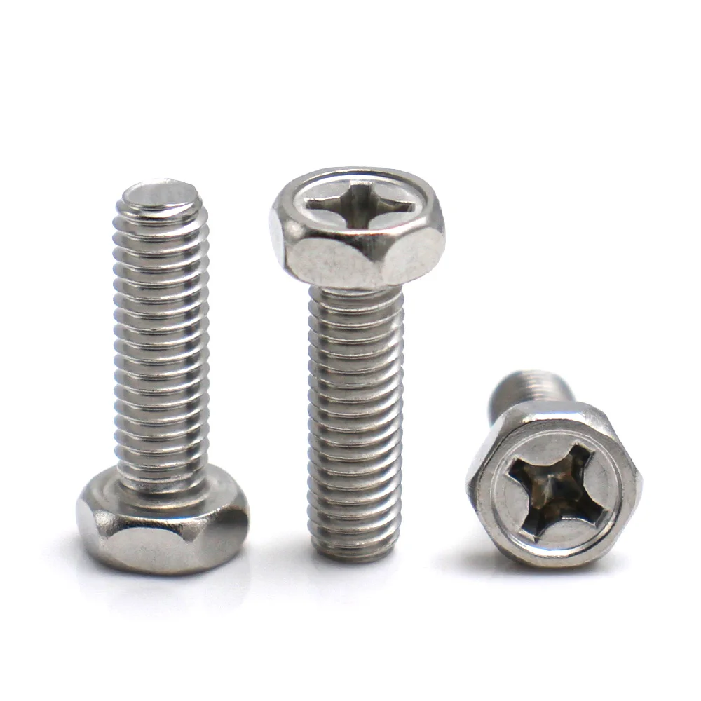5-20pcs 304 Stainless Steel Cross Recessed External Hex Screws Phillips Slot Hexagon Head Bolts M1.6 M2 M2.5 M3 M4 M5 M6 M8
