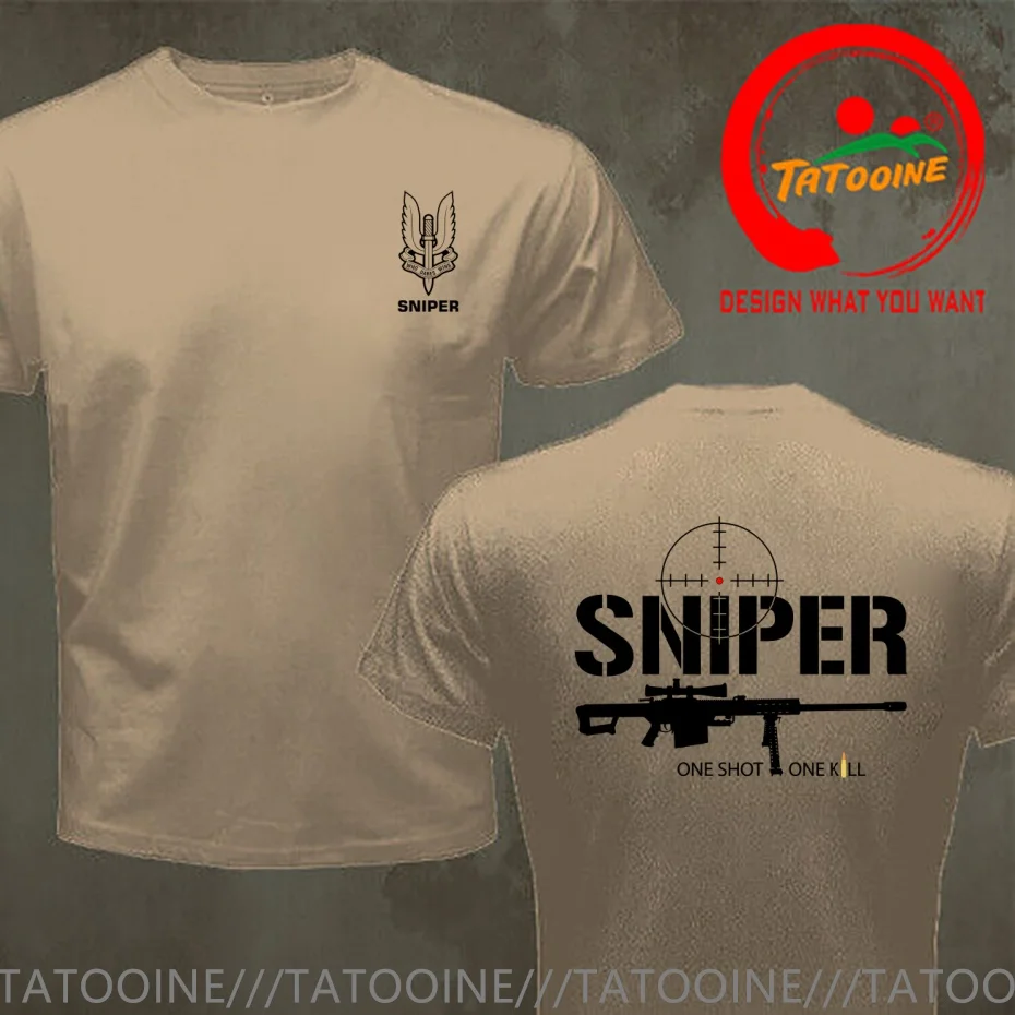Funny Design Sniper Accuracy One Shot One Kill Long Range Army  Shirt Men Fashion Trendy Casual Clothing Stylish Tops Tee Shirt