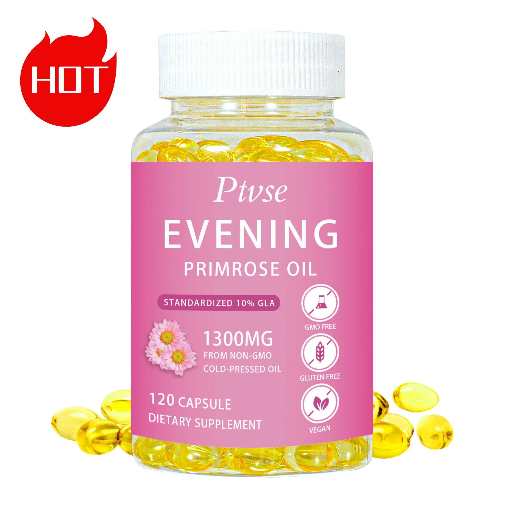 Natural Evening Primrose Oil Capsule Healthy Skin Reducing cholesterol & Alleviating Cerebral thrombosis