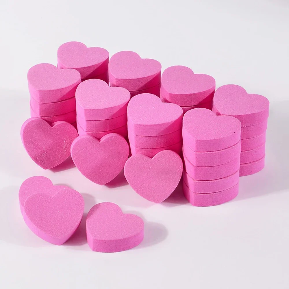 10pcs Heart Sponge Nail Files Blocks 180/240 Double-sided Polishing Sanding Buffer Washable Sandpaper Manicure Tools